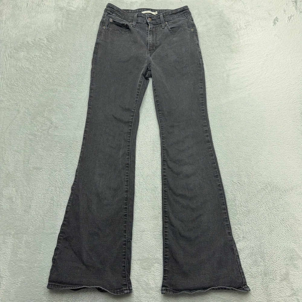 Levis Jeans Womens 28 Gray 726 Flare High Rise Stretch Denim Pants